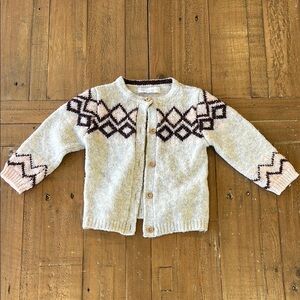 Cadet Rousselle gray pattern knit cardigan sweater